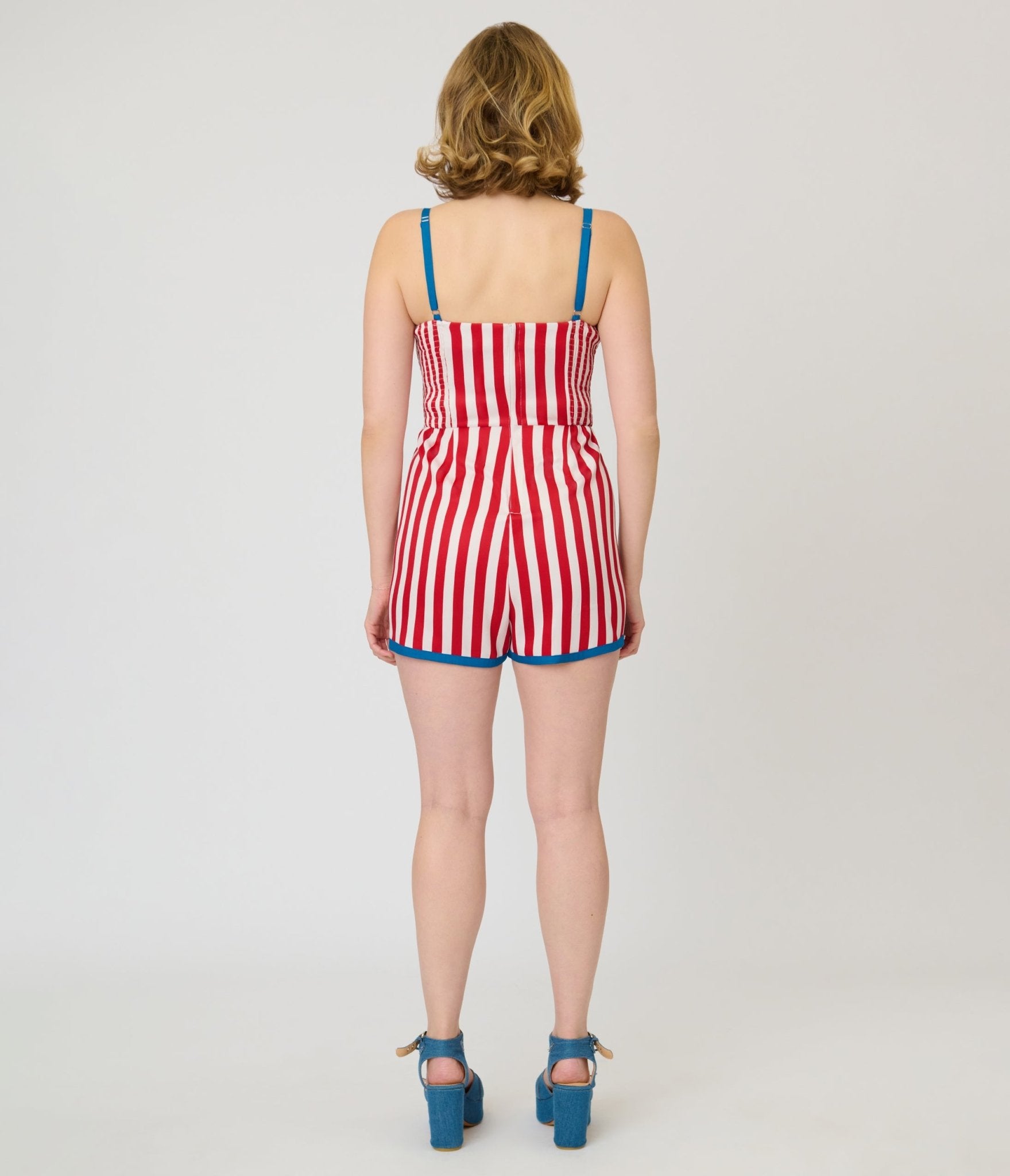 Unique Vintage Red & White Stripe Ossining Romper