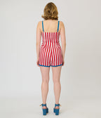 Unique Vintage Red & White Stripe Ossining Romper - Unique Vintage - Womens, BOTTOMS, ROMPERS AND JUMPSUITS