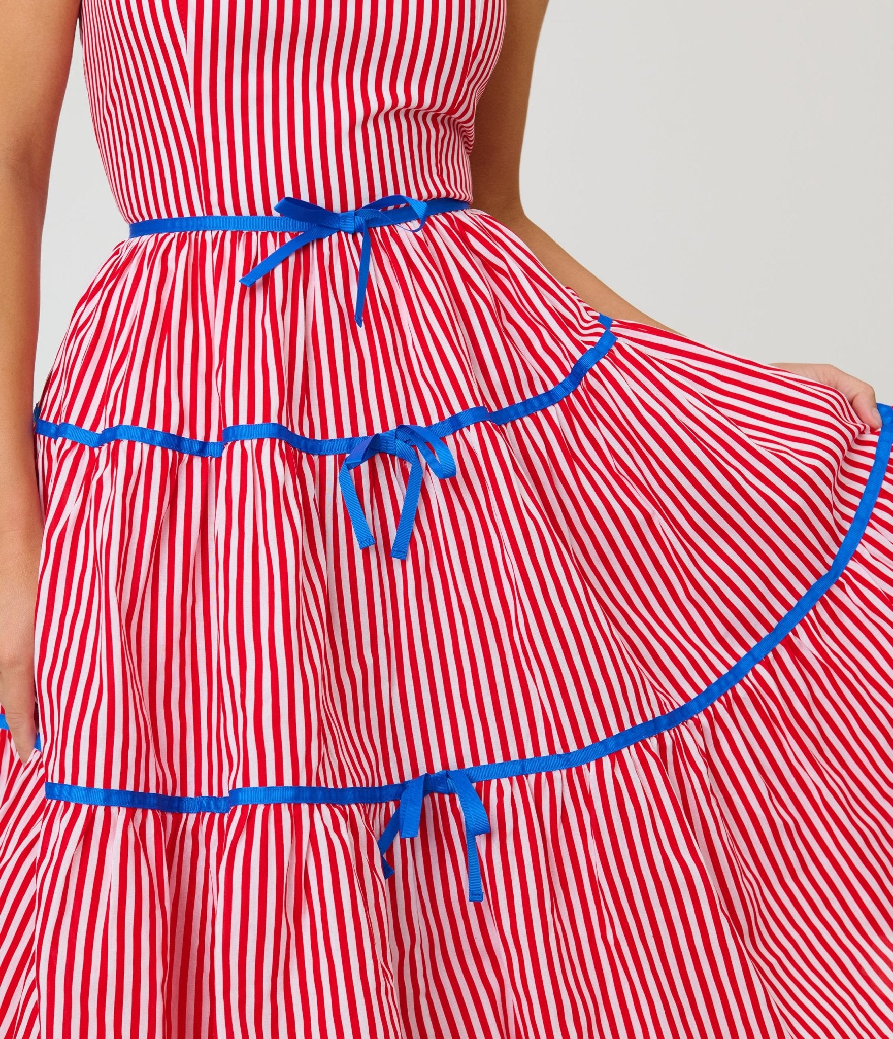 Unique Vintage Red & White Striped Tiered Swing Dress - Unique Vintage - Womens, DRESSES, SWING
