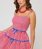 Unique Vintage Red & White Striped Tiered Swing Dress - Unique Vintage - Womens, DRESSES, SWING