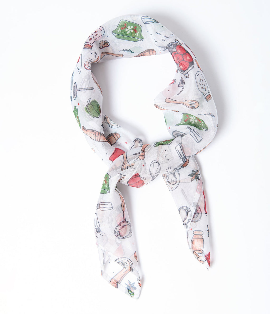 Unique Vintage Retro Kitchen Print Hair Scarf - Unique Vintage - Womens, ACCESSORIES, HAIR
