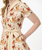 Unique Vintage Rooster Print Cotton Shirt Dress - Unique Vintage - Womens, DRESSES, SWING