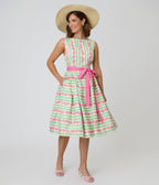 Unique Vintage Rose Stripe Swing Dress - Unique Vintage - Womens, DRESSES, SWING