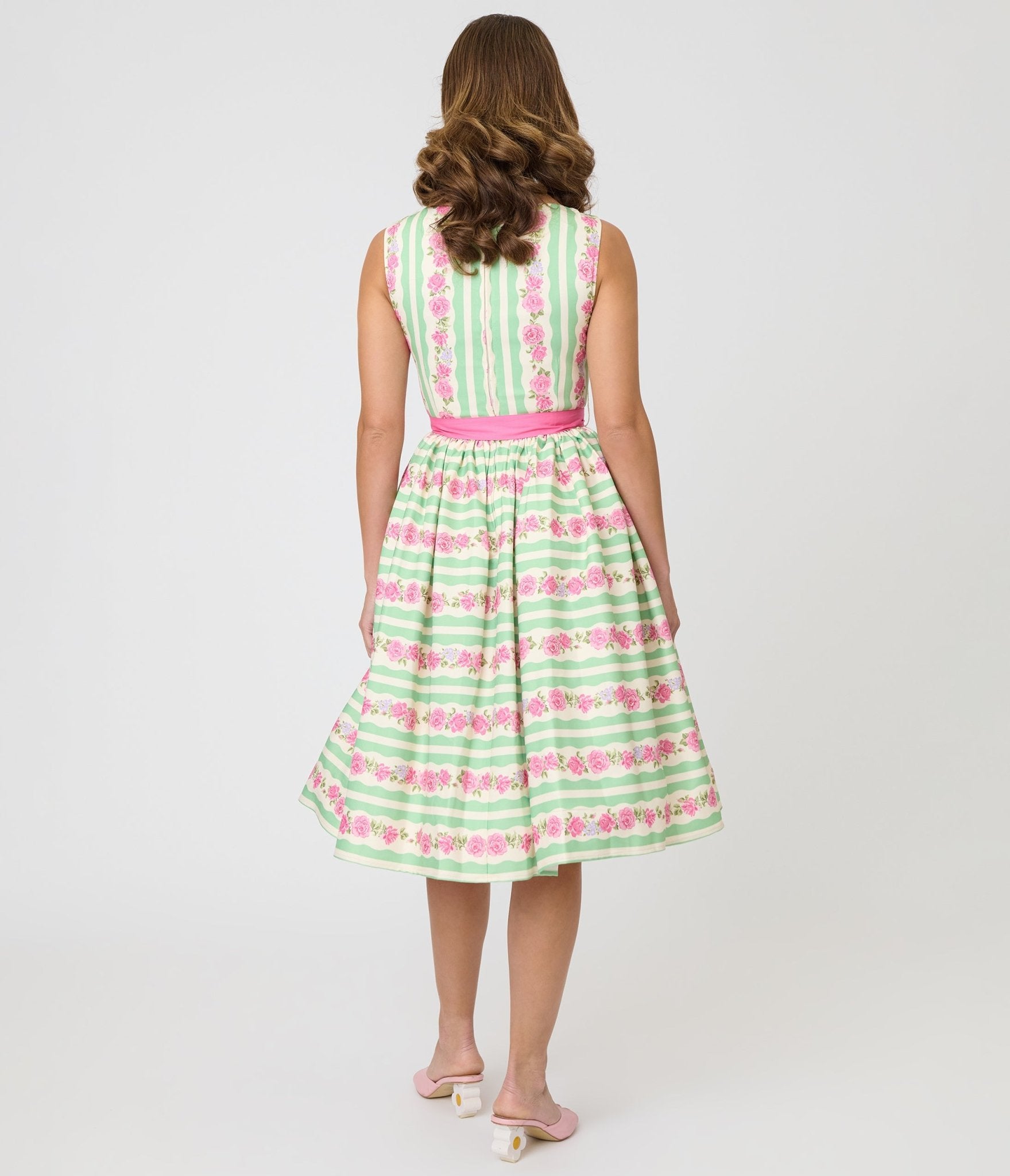 Unique Vintage Rose Stripe Swing Dress - Unique Vintage - Womens, DRESSES, SWING