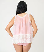 Unique Vintage Sheer Light Pink Lingerie Top - Unique Vintage - Womens, ACCESSORIES, LINGERIE