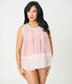 Unique Vintage Sheer Light Pink Lingerie Top - Unique Vintage - Womens, ACCESSORIES, LINGERIE