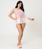 Unique Vintage Sheer Light Pink Lingerie Top - Unique Vintage - Womens, ACCESSORIES, LINGERIE