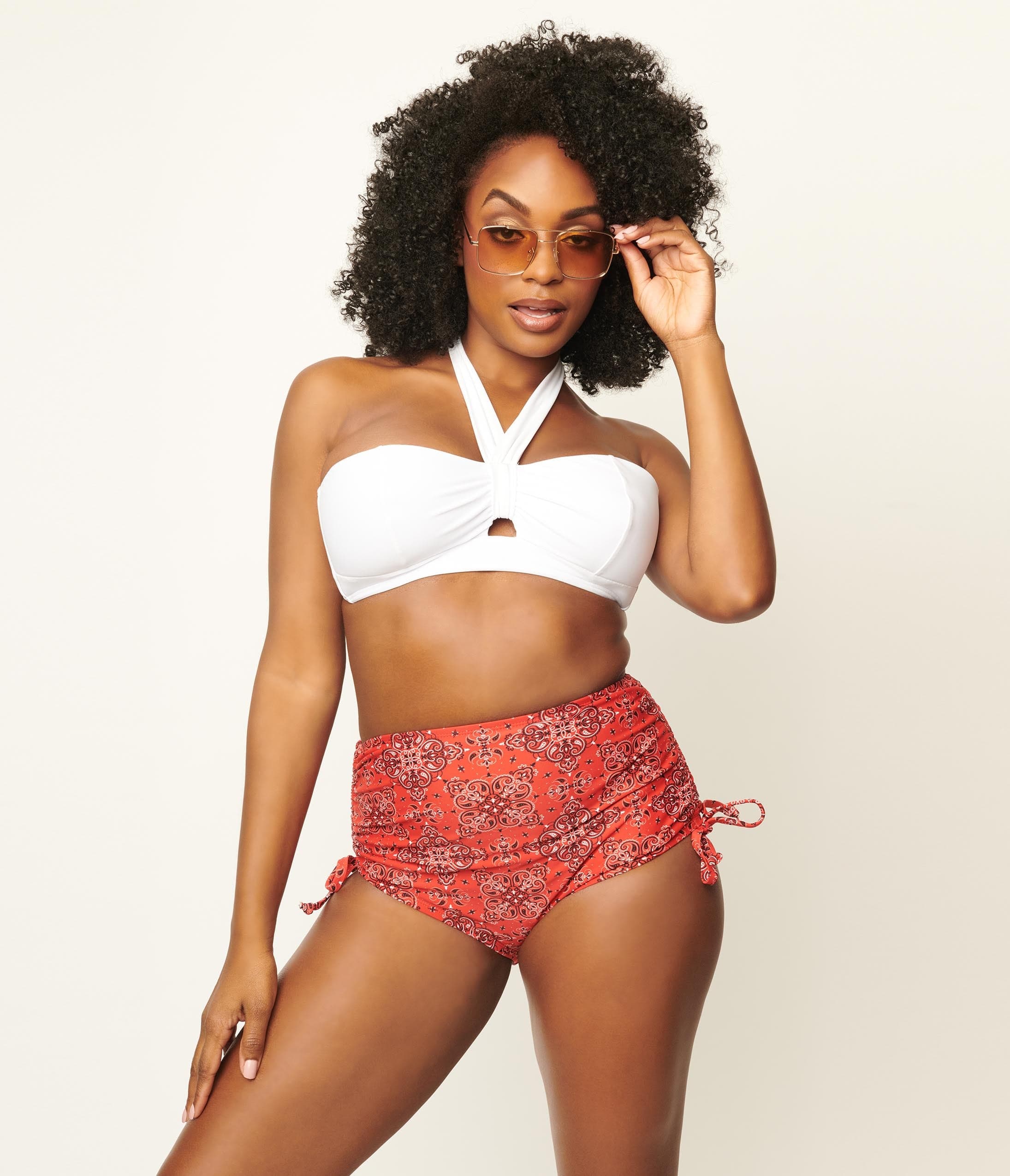 Unique Vintage Solid White Forever Glam Swim Top - Unique Vintage - Womens, SWIM, TOP