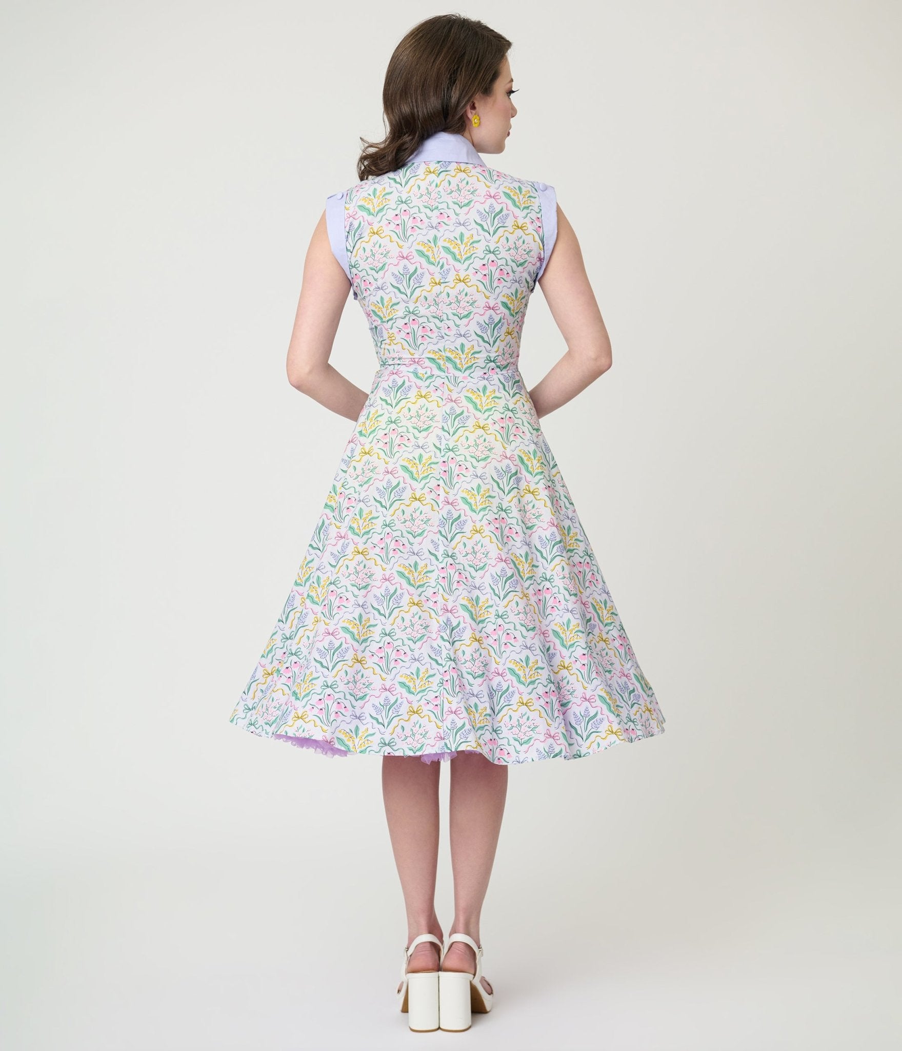 Unique Vintage Spring Bouquet Cotton Shirt Dress - Unique Vintage - Womens, DRESSES, SWING