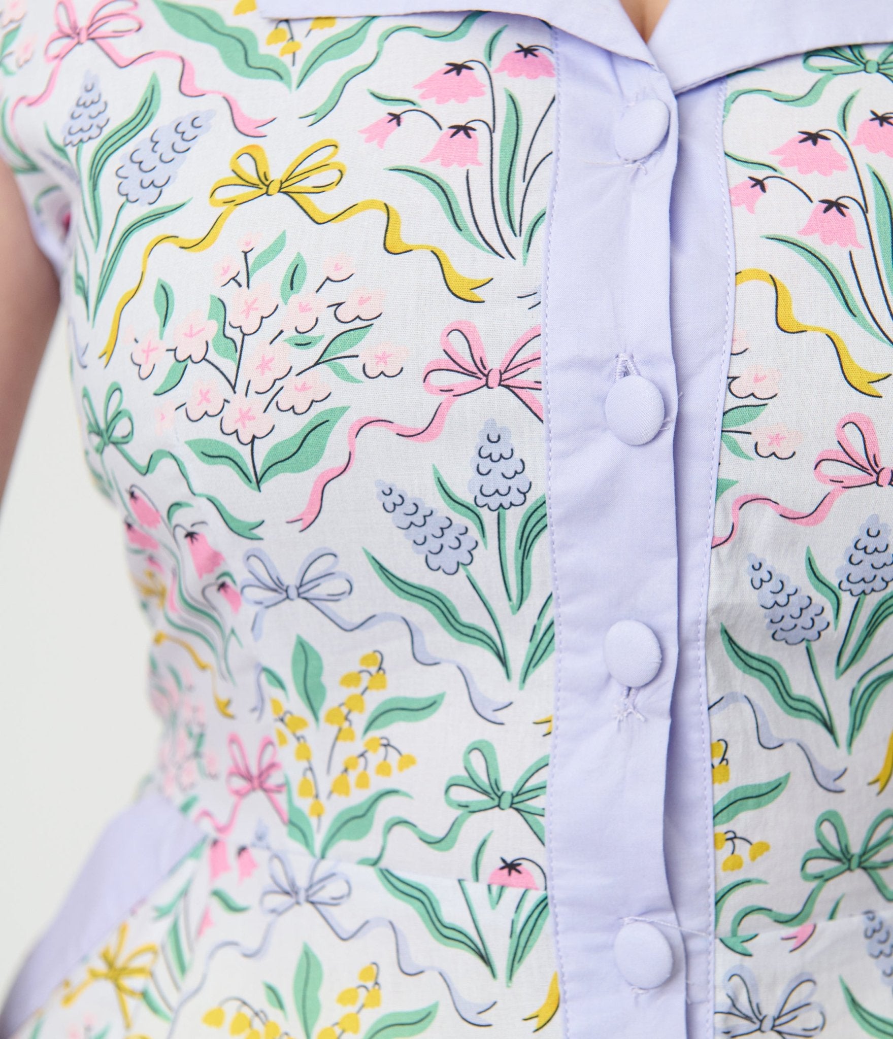 Unique Vintage Spring Bouquet Cotton Shirt Dress - Unique Vintage - Womens, DRESSES, SWING