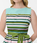 Unique Vintage Spring Stripe Sleeveless Cotton Swing Dress - Unique Vintage - Womens, DRESSES, SWING