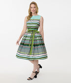 Unique Vintage Spring Stripe Sleeveless Cotton Swing Dress - Unique Vintage - Womens, DRESSES, SWING