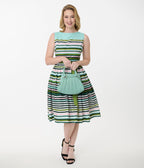 Unique Vintage Spring Stripe Sleeveless Cotton Swing Dress - Unique Vintage - Womens, DRESSES, SWING
