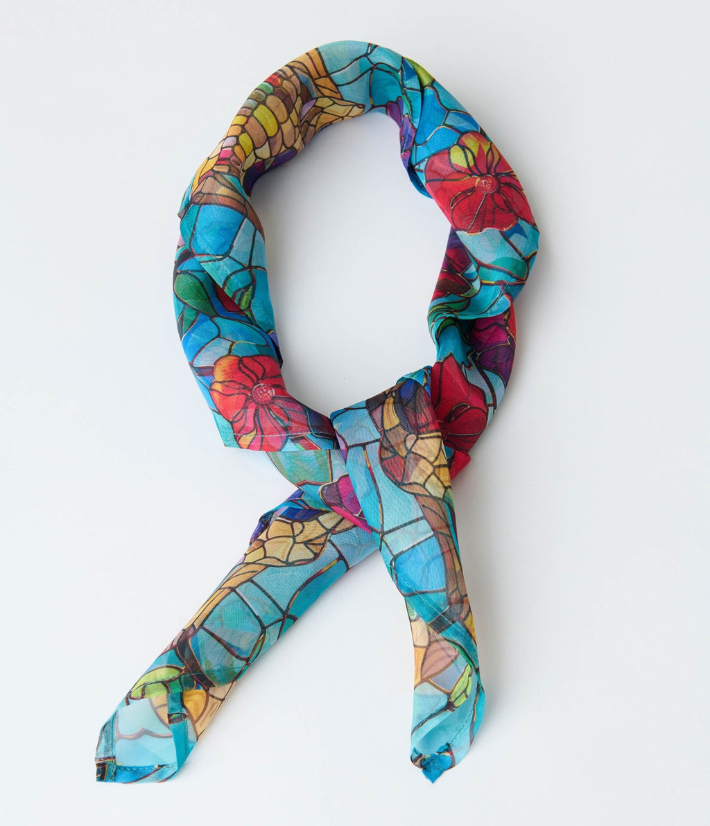 Unique Vintage Stained Glass Skull Chiffon Hair Scarf - Unique Vintage - Womens, ACCESSORIES, HAIR