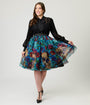 Unique Vintage Stained Glass Skull & Roses Flare Ballerina Skirt