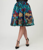 Unique Vintage Stained Glass Skull & Roses Flare Ballerina Skirt - Unique Vintage - Womens, BOTTOMS, SKIRTS