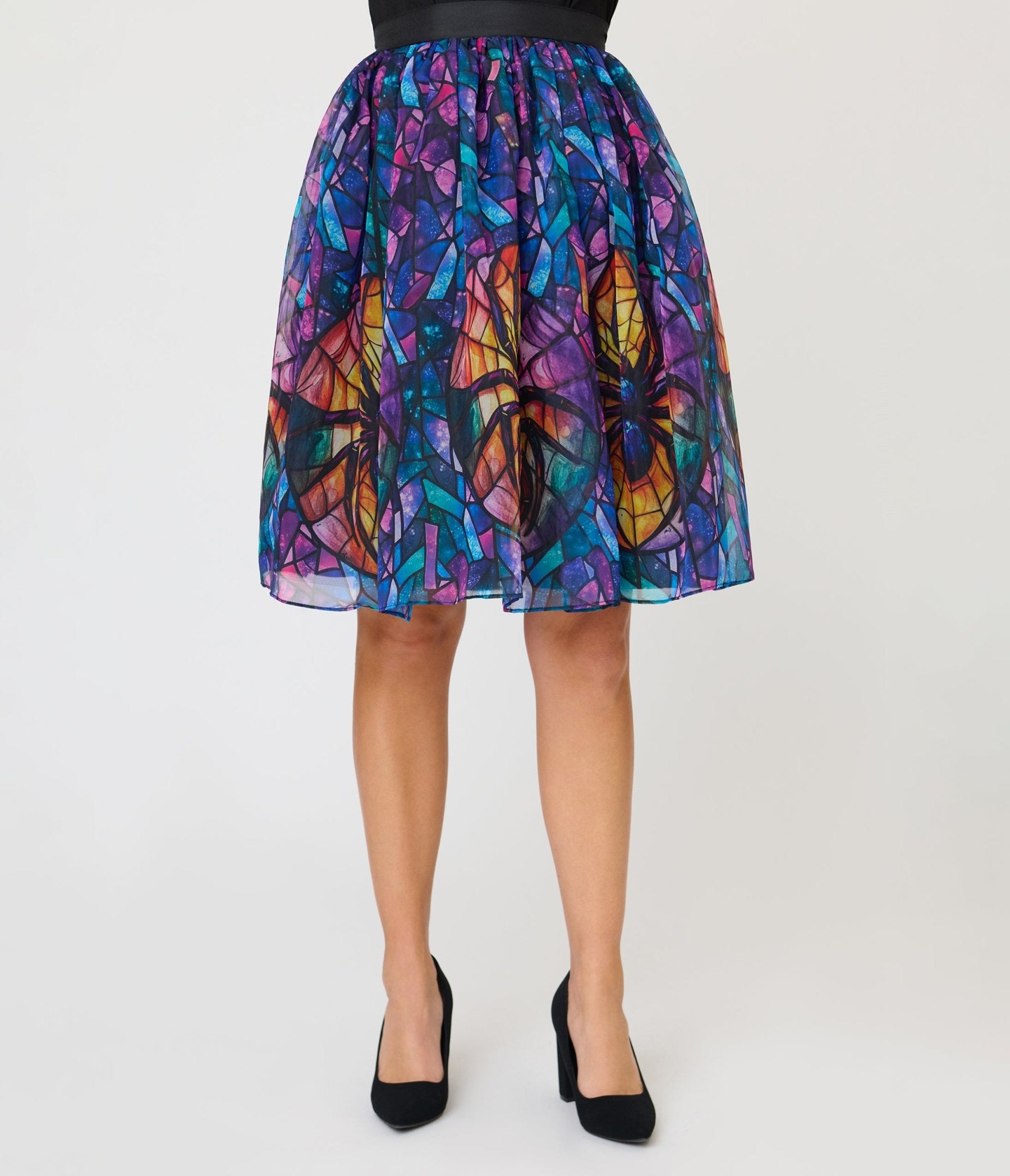 Unique Vintage Stained Glass Spider Flare Ballerina Skirt - Unique Vintage - Womens, BOTTOMS, SKIRTS