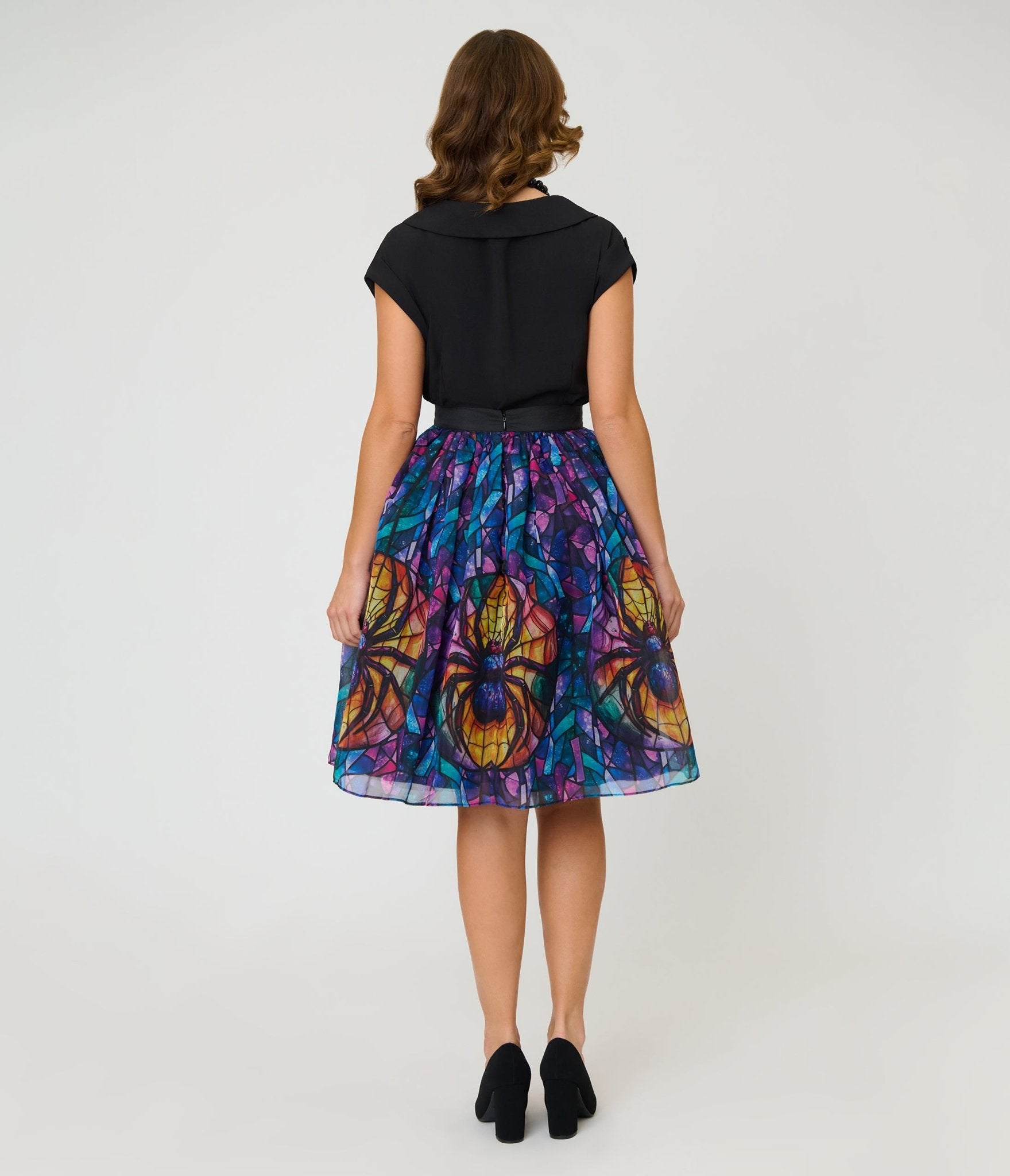 Unique Vintage Stained Glass Spider Flare Ballerina Skirt - Unique Vintage - Womens, BOTTOMS, SKIRTS