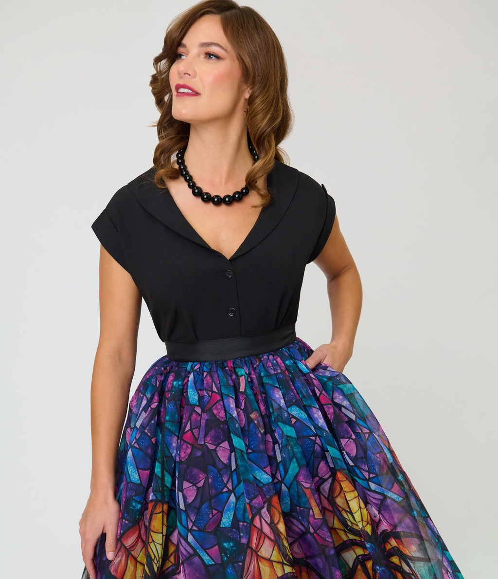 Unique Vintage Stained Glass Spider Flare Ballerina Skirt - Unique Vintage - Womens, BOTTOMS, SKIRTS