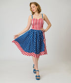 Unique Vintage Stars & Stripes Rye Swing Skirt - Unique Vintage - Womens, BOTTOMS, SKIRTS