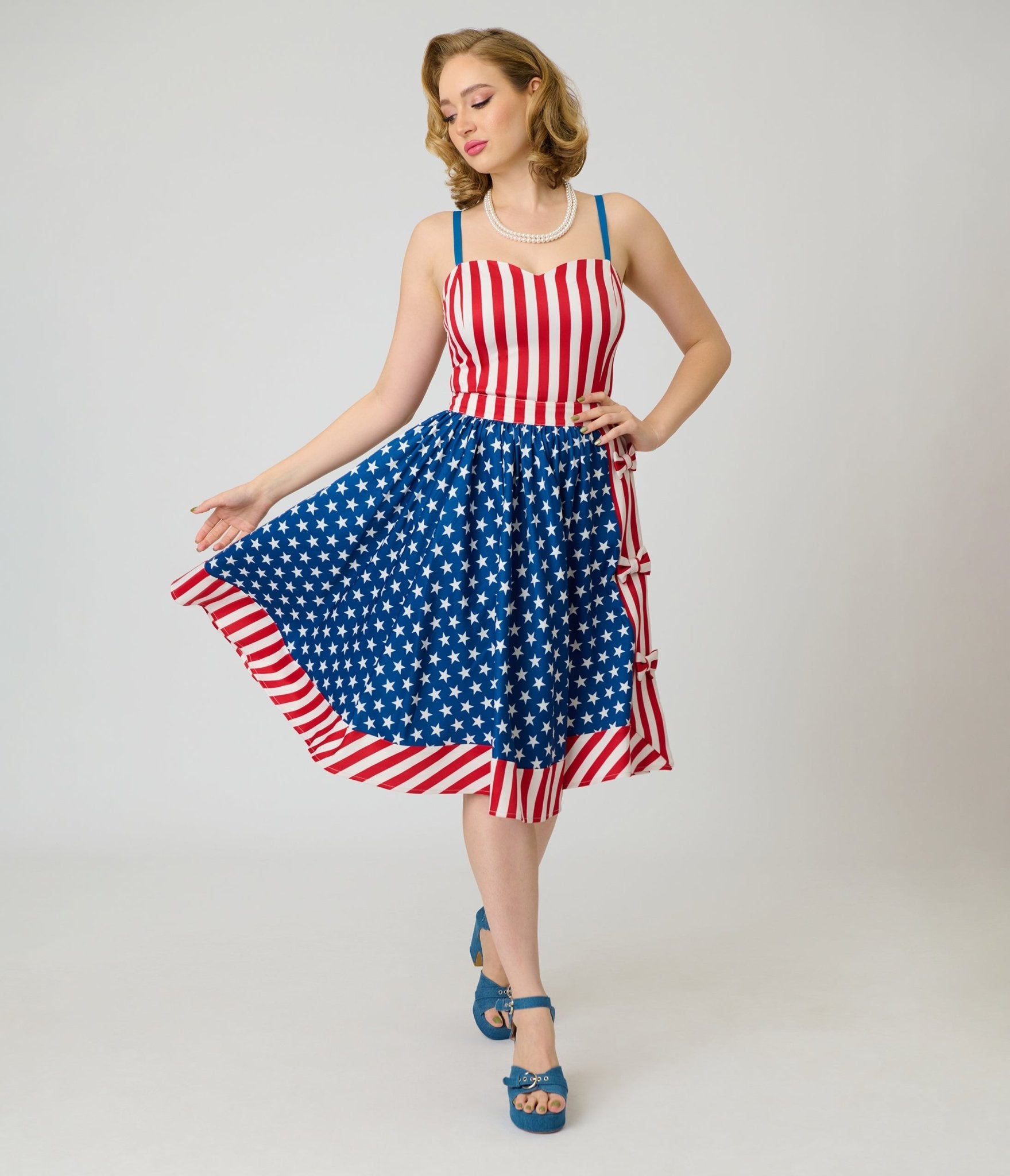 Unique Vintage Stars & Stripes Rye Swing Skirt - Unique Vintage - Womens, BOTTOMS, SKIRTS