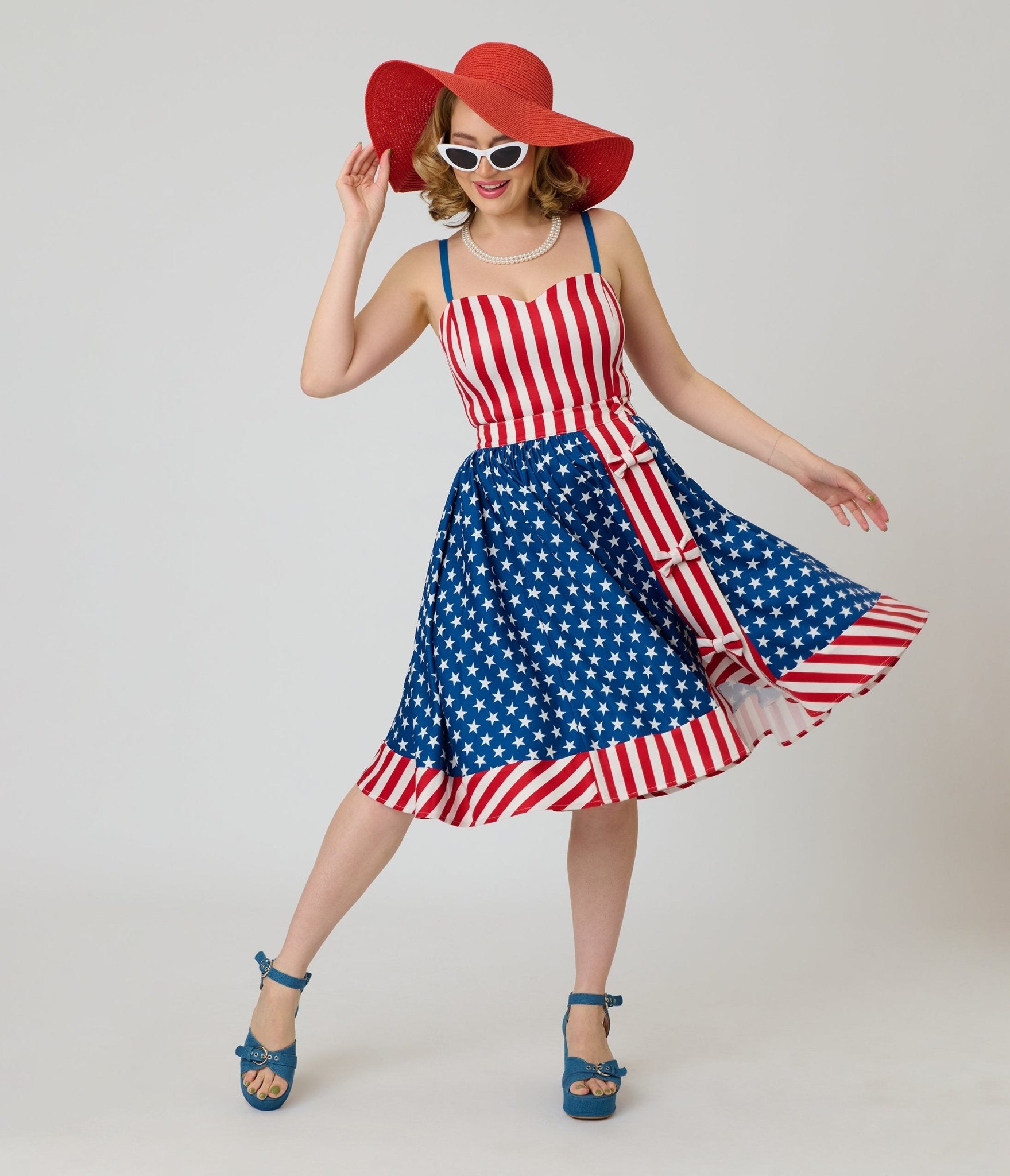 Unique Vintage Stars & Stripes Rye Swing Skirt - Unique Vintage - Womens, BOTTOMS, SKIRTS