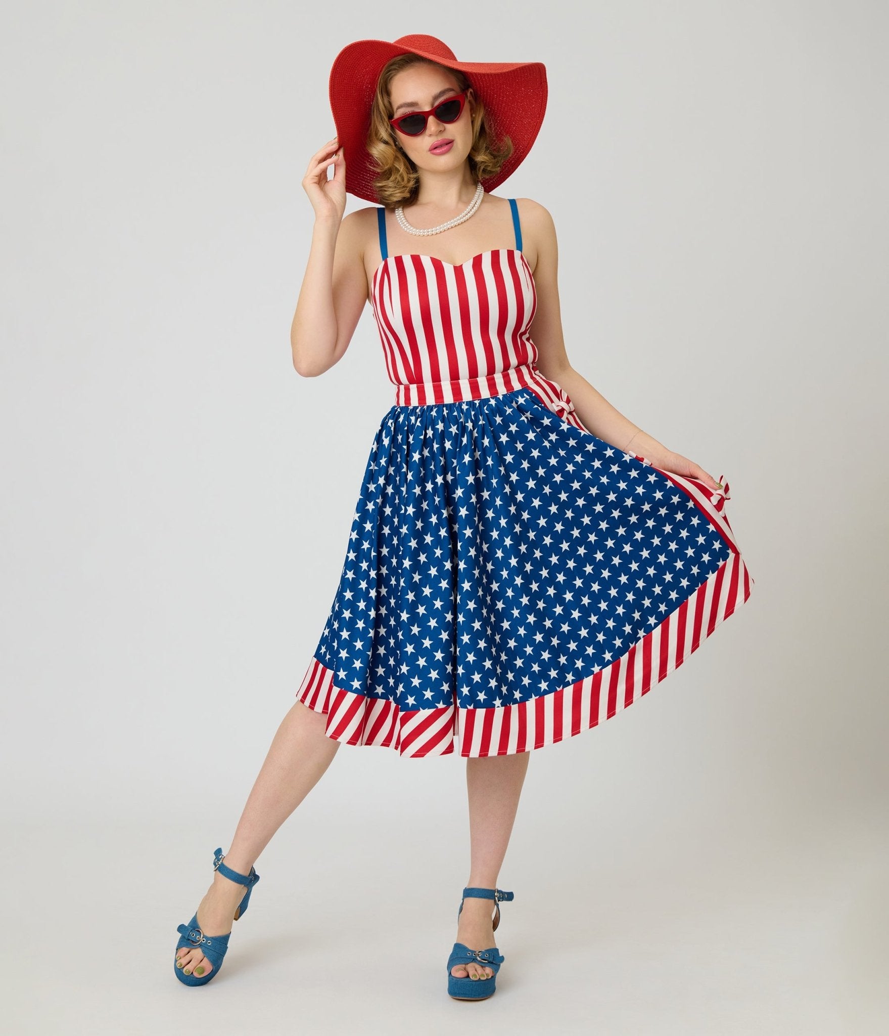 Unique Vintage Stars & Stripes Rye Swing Skirt - Unique Vintage - Womens, BOTTOMS, SKIRTS