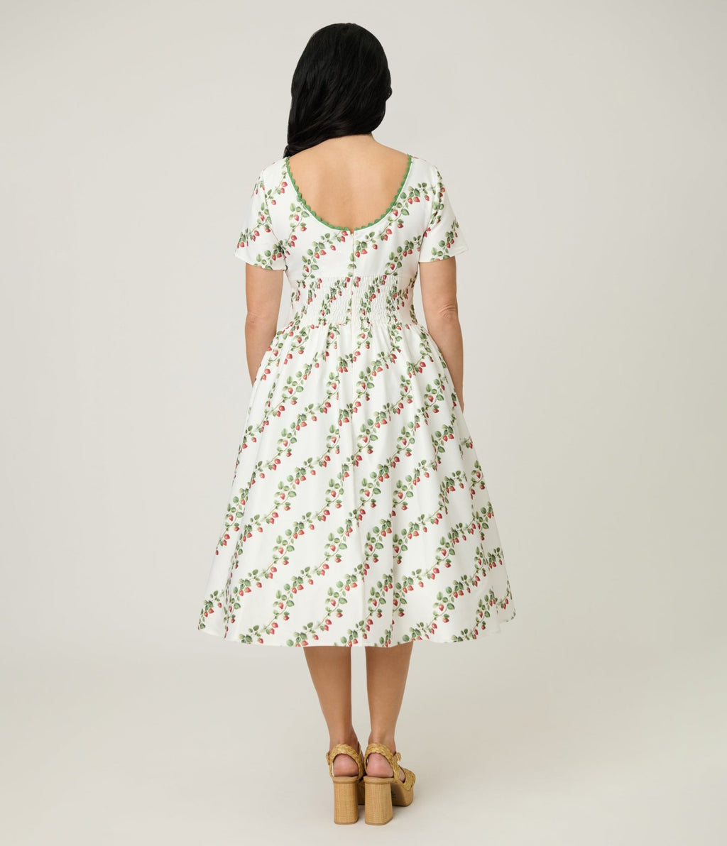 Unique Vintage Strawberry Vine Print Swing Dress - Unique Vintage - Womens, DRESSES, SWING