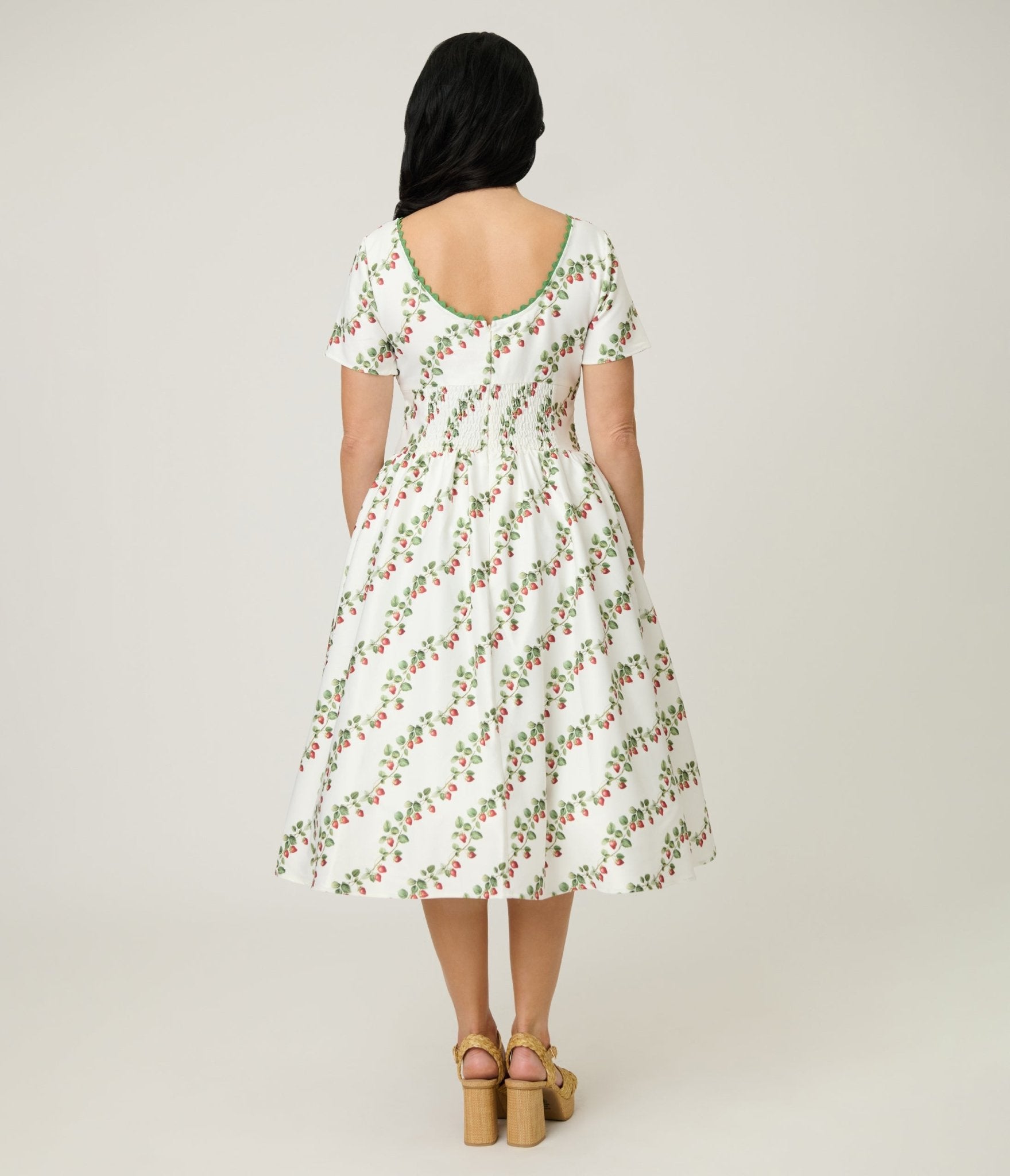 Unique Vintage Strawberry Vine Print Swing Dress - Unique Vintage - Womens, DRESSES, SWING
