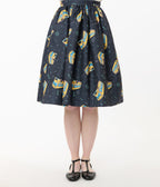 Unique Vintage Teacher Appreciation Navy & School Bus Print Gellar Swing Skirt - Unique Vintage - Womens, BOTTOMS, SKIRTS