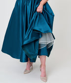 Unique Vintage Teal Bow Strapless Tea Length Gown - Unique Vintage - Womens, DRESSES, PROM AND SPECIAL OCCASION