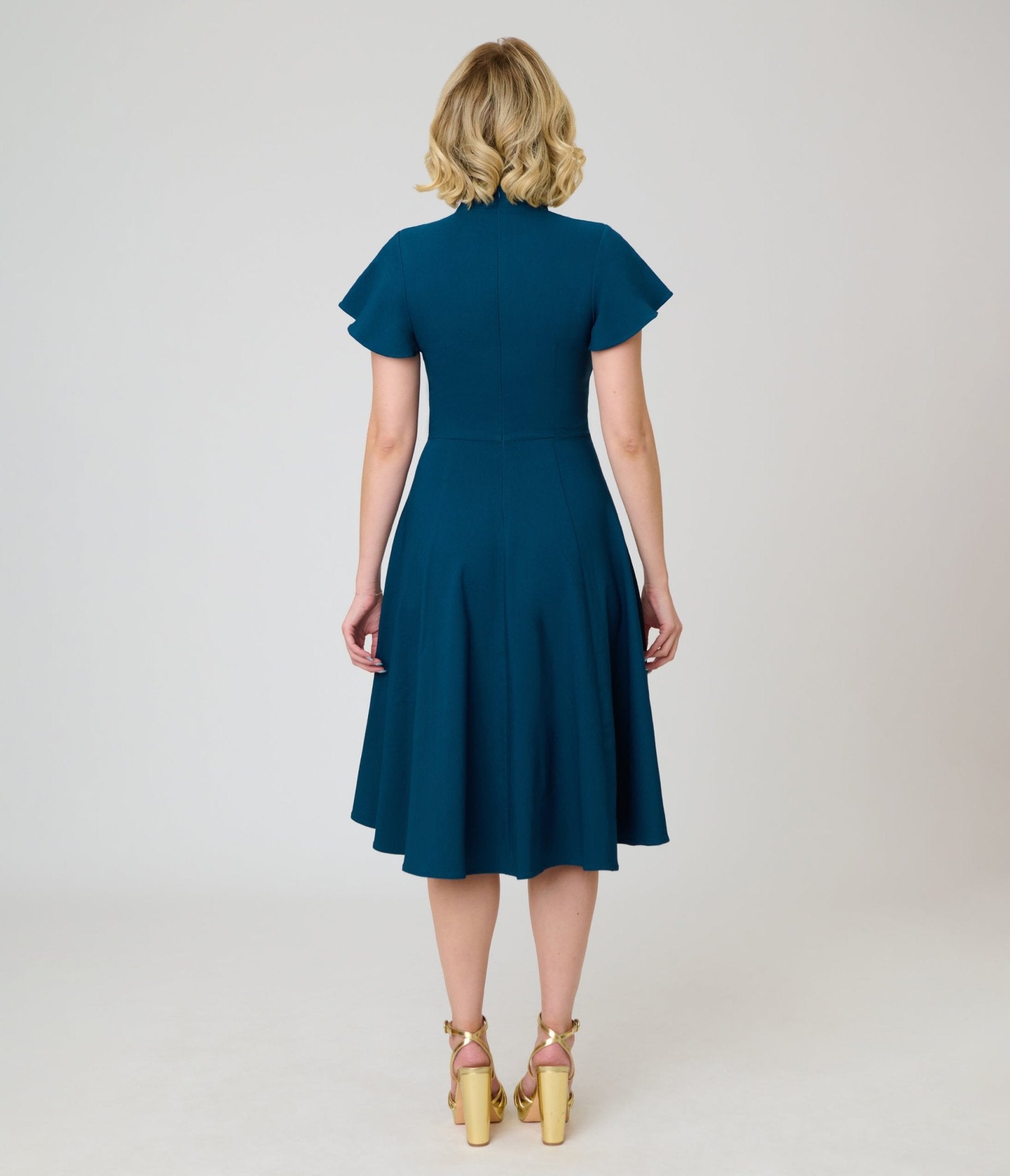 Unique Vintage Teal Celestial Embroidered Baltimore Swing Dress - Unique Vintage - Womens, DRESSES, SWING