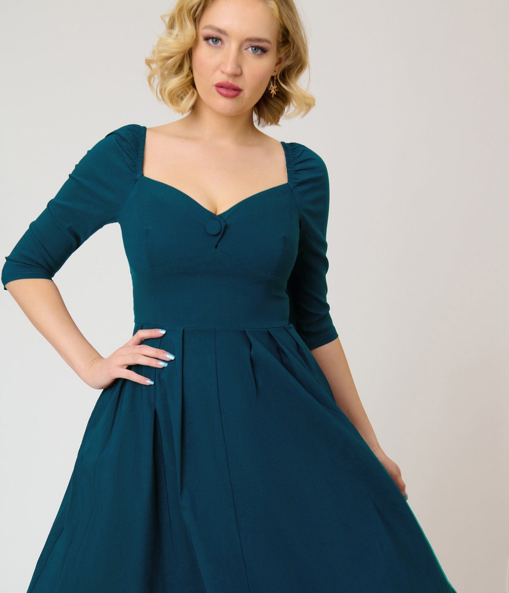 Unique Vintage Teal Lamar Swing Dress - Unique Vintage - Womens, DRESSES, SWING