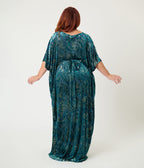 Unique Vintage Teal Leaf Burnout Burton Caftan - Unique Vintage - Womens, DRESSES, CAFTAN