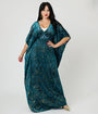 Unique Vintage Teal Leaf Burnout Burton Caftan