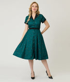 Unique Vintage Teal Raccoon Print Alexis Swing Dress - Unique Vintage - Womens, DRESSES, SWING