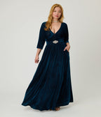 Unique Vintage Teal Velvet Batwing Sleeve Maxi Dress - Unique Vintage - Womens, DRESSES, MAXI