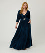 Unique Vintage Teal Velvet Batwing Sleeve Maxi Dress