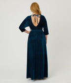 Unique Vintage Teal Velvet Batwing Sleeve Maxi Dress - Unique Vintage - Womens, DRESSES, MAXI