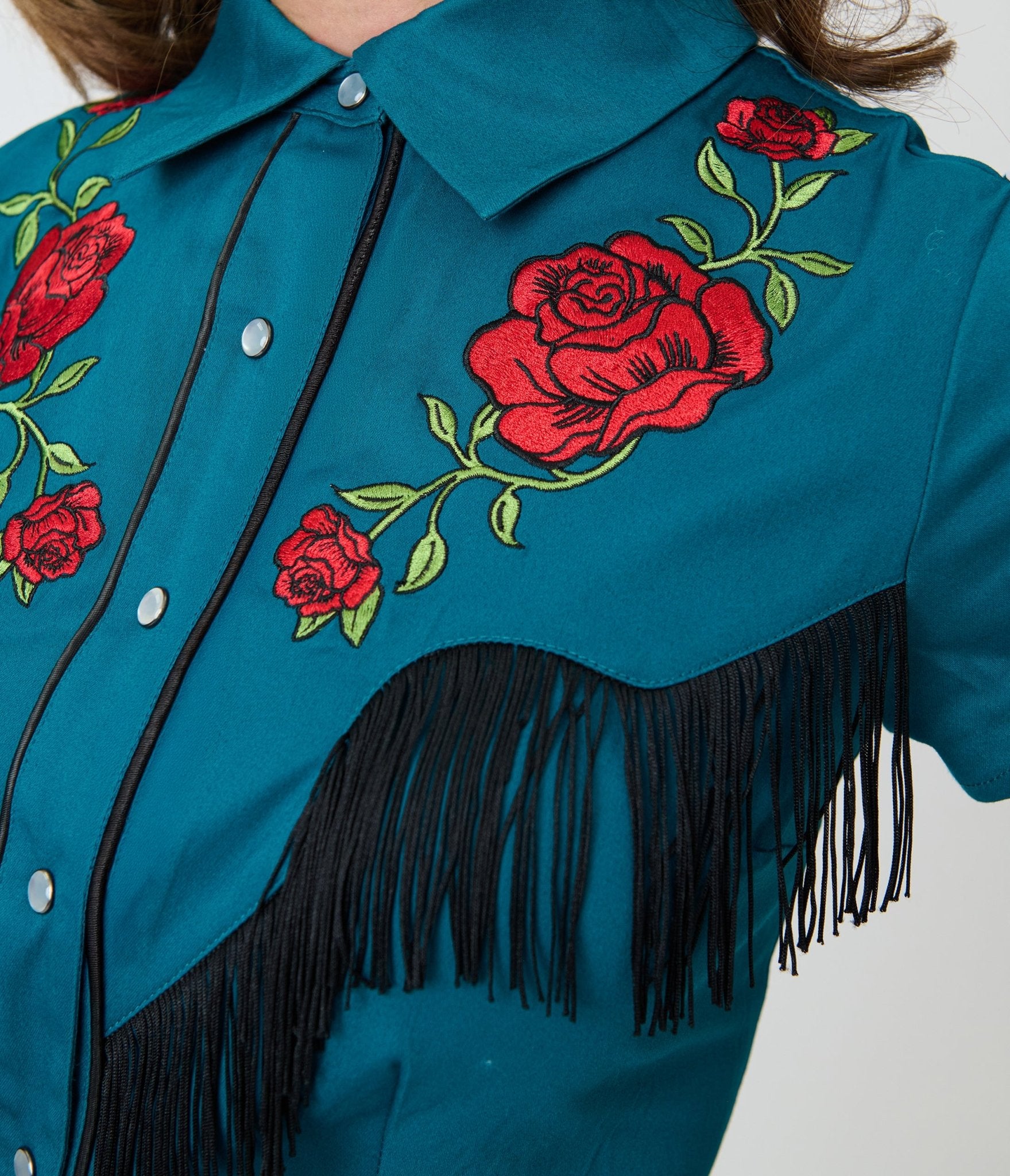 Unique Vintage Teal & Western Rose Madeline Swing Dress - Unique Vintage - Womens, DRESSES, SWING