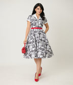 Unique Vintage UFO Sighting Newspaper Print Alexis Swing Dress - Unique Vintage - Womens, DRESSES, SWING
