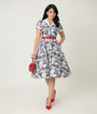 Unique Vintage UFO Sighting Newspaper Print Alexis Swing Dress