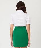 Unique Vintage White & Flower Buttons Cotton Blouse - Unique Vintage - Womens, TOPS, WOVEN TOPS