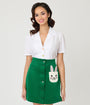 Unique Vintage White & Flower Buttons Cotton Blouse