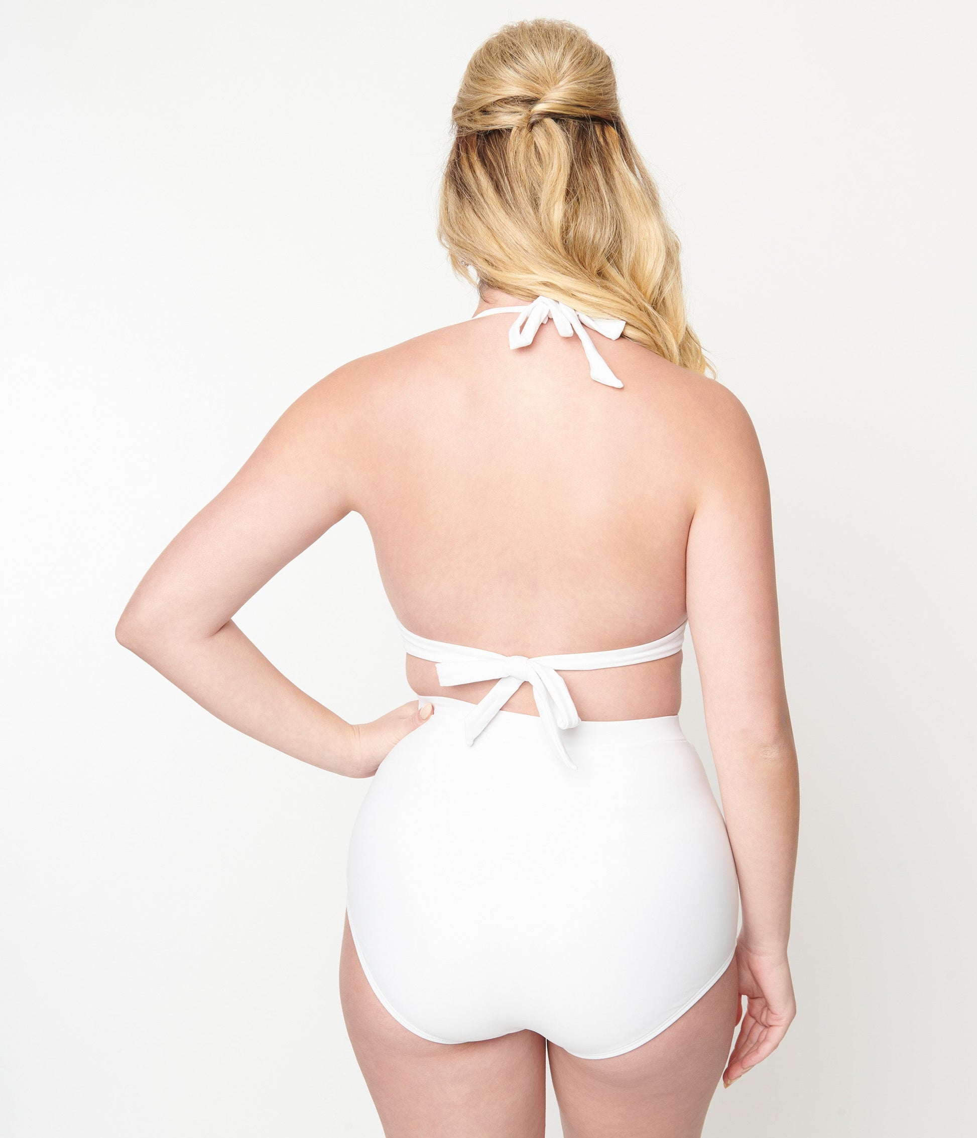 Unique Vintage White Halter Swim Top - Unique Vintage - Womens, SWIM, TOP