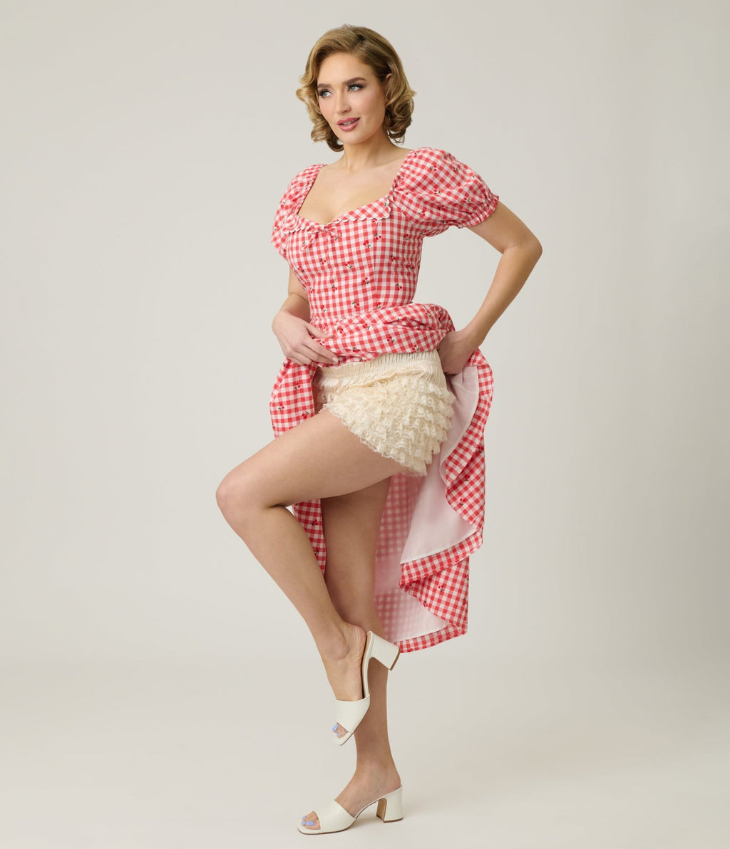Unique Vintage White High Waist Ruffle Bloomers - Unique Vintage - Womens, ACCESSORIES, LINGERIE