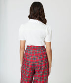 Unique Vintage White & Holly Embroidered Collar Blouse - Unique Vintage - Womens, TOPS, WOVEN TOPS