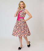 Unique Vintage White Kitschy Cat Print Edith Swing Dress - Unique Vintage - Womens, DRESSES, SWING