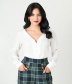 Unique Vintage White Long Sleeve Blouse - Unique Vintage - Womens, TOPS, WOVEN TOPS