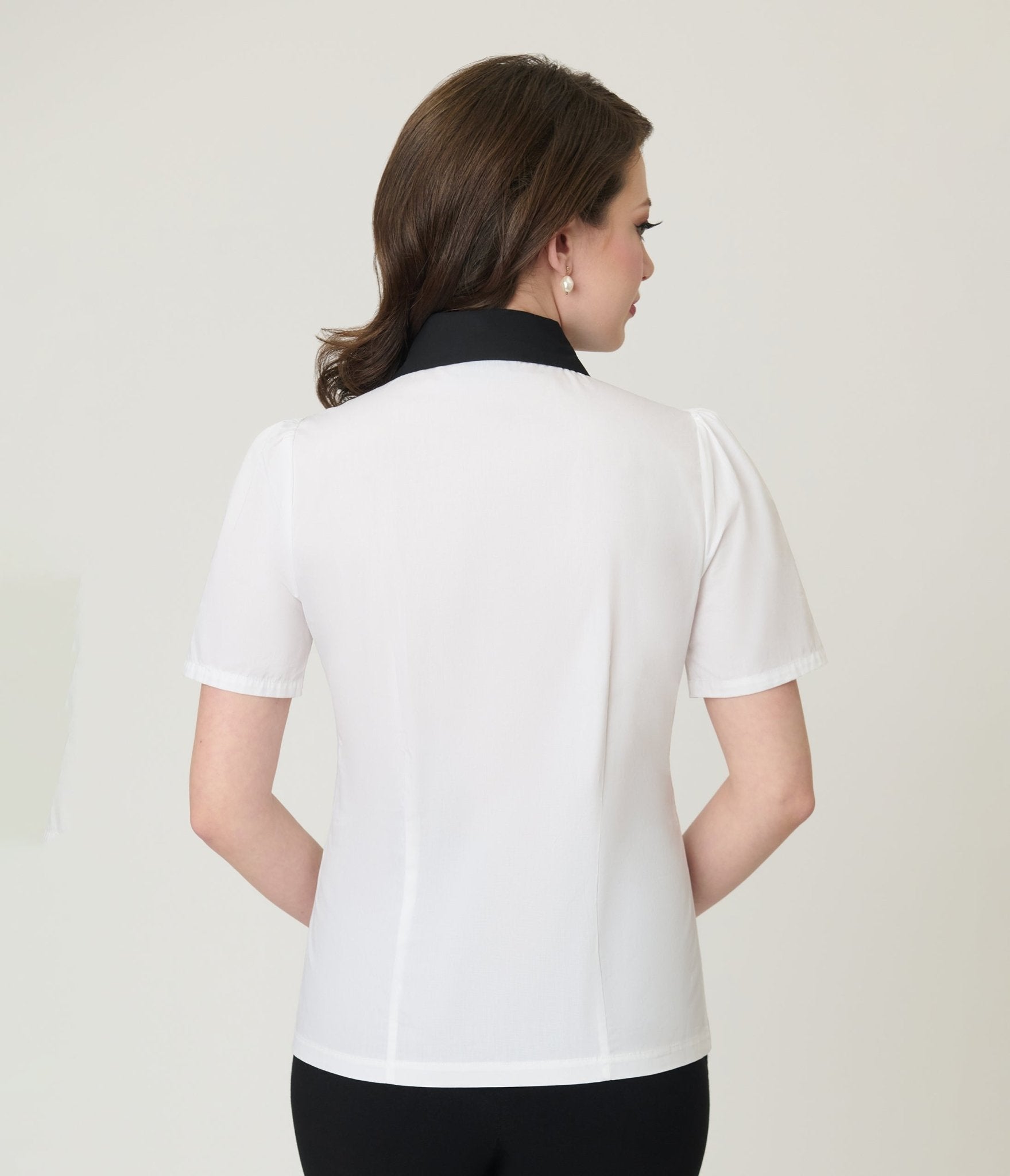 Unique Vintage White Planet Embroidered Collared Blouse - Unique Vintage - Womens, TOPS, WOVEN TOPS